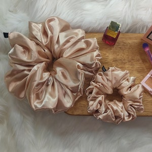 XXL Satin Scrunchie Royal Blue/Champagne Cloud, Satin, Luxurious, Back to School, Church, Wedding, Holiday Gift Idea, Messy Bun Boho Style
