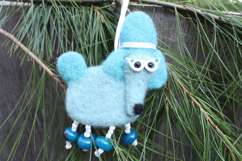 Beehive hairdo Needle Felted Poodle Ornament Retro Rita