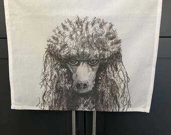 Tea Towel, Dish Towel, Poodle Towel, standard Poodle, poodle lover gift, mom gift, Poodle art, poodle decor, poodle kitchen, chef gift