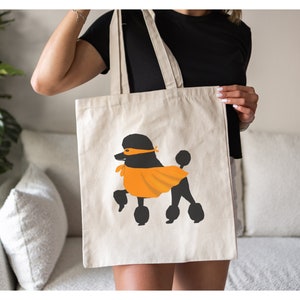 Halloween Poodle Canvas Tote Bag, Super Poodle, 100% cotton