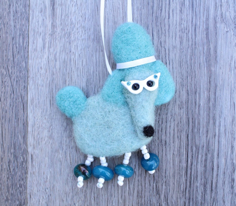 Beehive hairdo Needle Felted Poodle Ornament Retro Rita