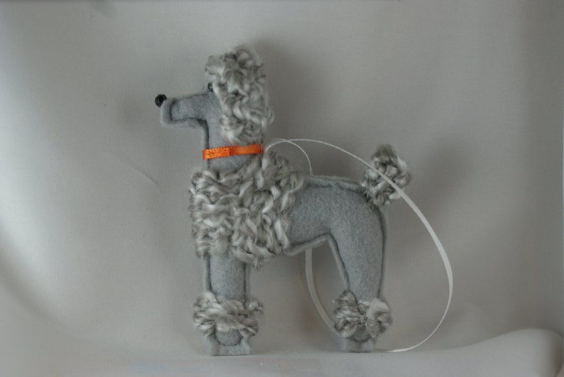 Felt poodle ornament gray poodle ornament handmade felt Etsy