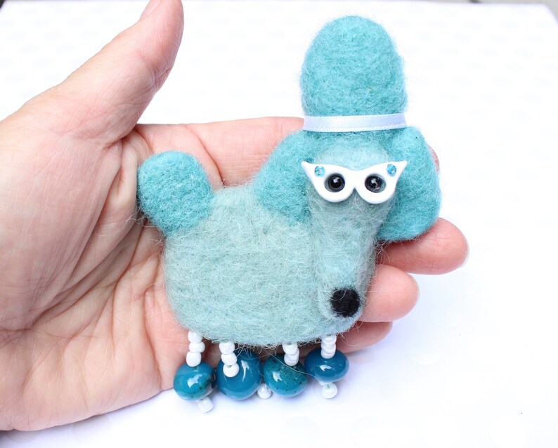 Beehive hairdo Needle Felted Poodle Ornament Retro Rita