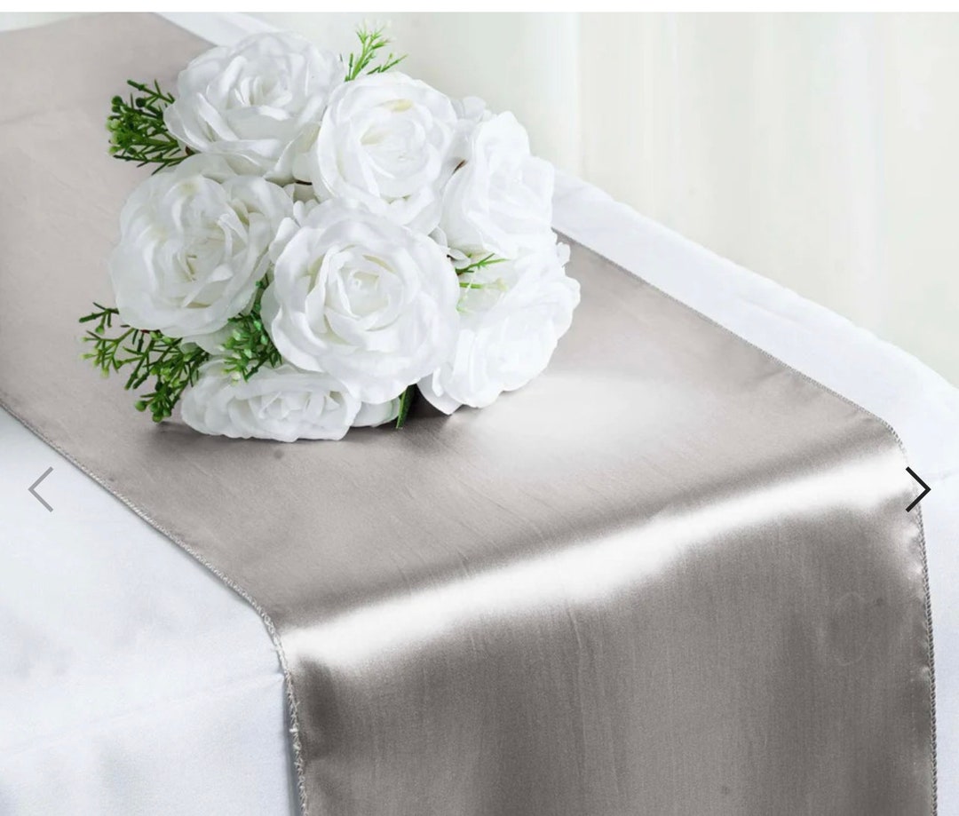 12x108 Silver Satin Table Runner Matching Napkins Etsy