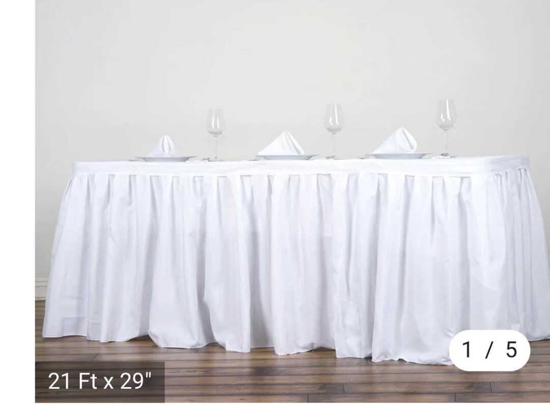 14ft 17ft 21ft Pleated Polyester Table Skirt, Banquet Folding Table