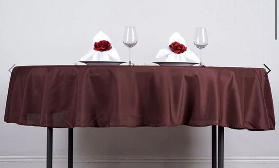 70 90 108 120 132 Round Chocolate Polyester Linen Tablecloth