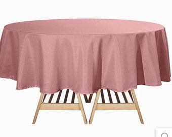 90”108”120”132” Dusty Rose Polyester Round Tablecloth RENTAL AVAILABLE