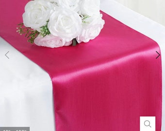 12"X108" Fuchsia Satin Table Runner. Matching napkins available 5 in a pack