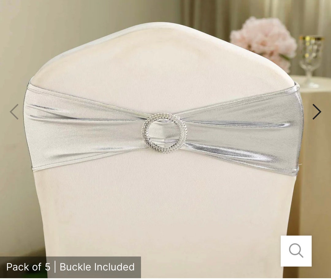 5 Pack Metallic Gold Spandex Chair Sashes With Attached Round Diamond ...