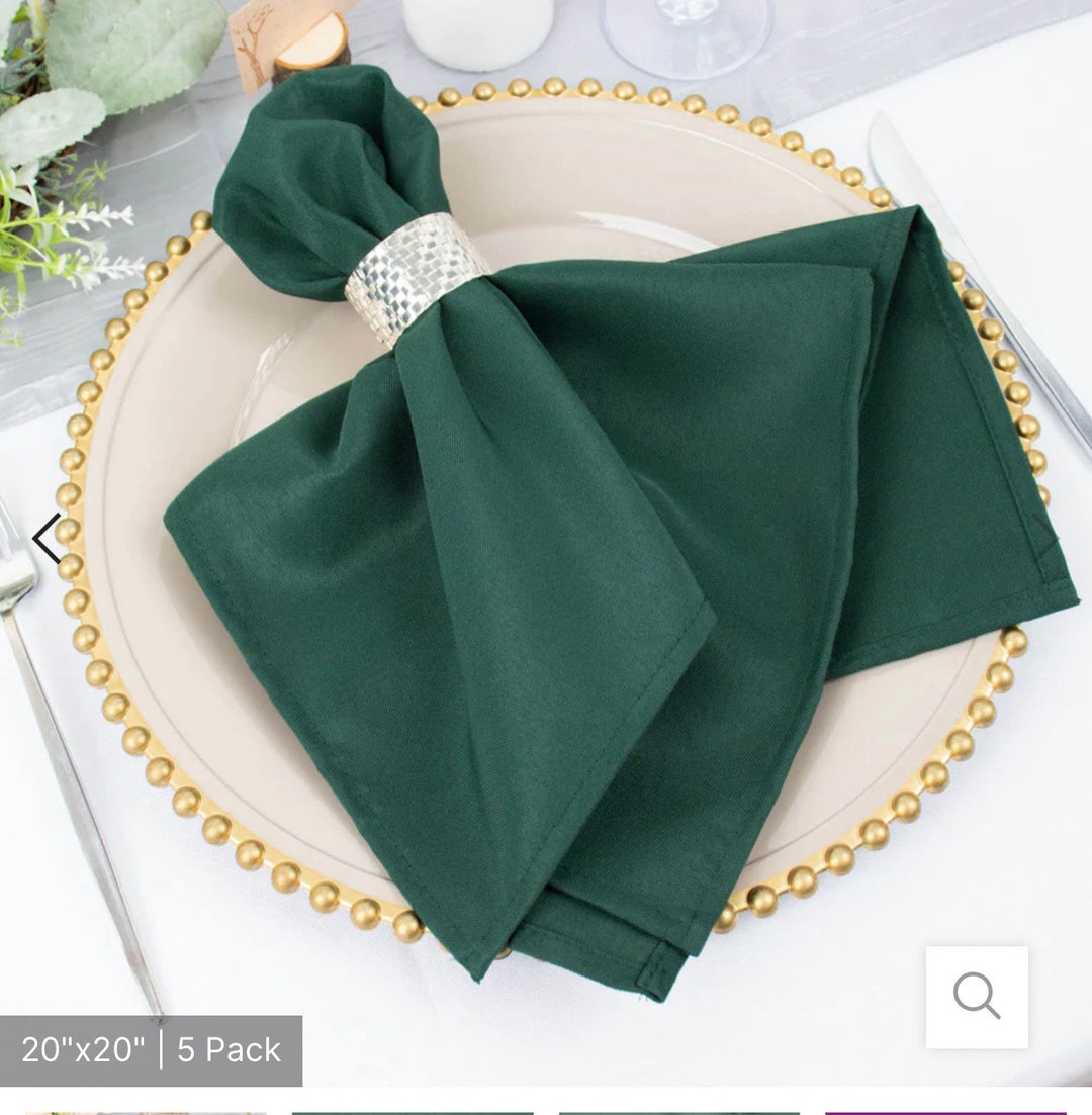 5 Pack Hunter Emerald Green 200 GSM Premium Polyester Dinner Napkins ...