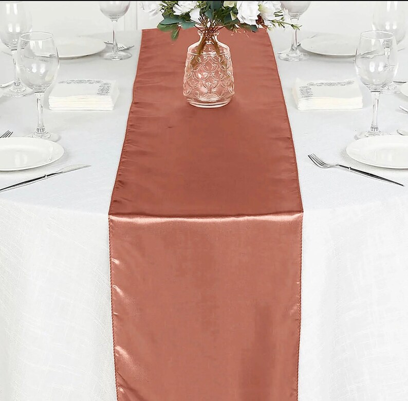 12x108 Terracotta Satin Table Runner Matching Napkins Available 5 per ...