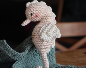 Dark Rainbow Hippocampus Crochet Soft Sculpture