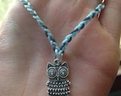 Handmade Blue & Grey Owl Necklace