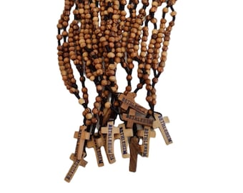 Original Olive wood rosary from Bethlehem Handmade in Bethlehem Holy land by local Christian family