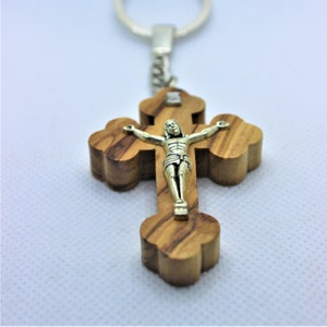 Greek orthodox cross keychain made from olive wood high quality cross size 5cm