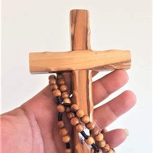 authentic olive wood cross and Rosary hand made in Bethlehem very high quality