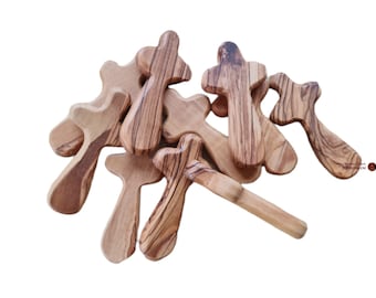 Authentic Olive wood handheld comfort cross handmade in holy land Jerusalem size 3 inch