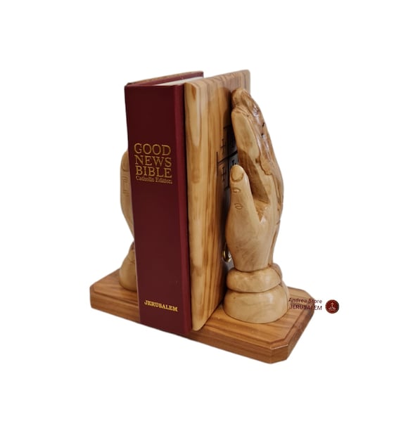 Hand Prayer Holding Bible Handmade From Olive Wood From Holy Land