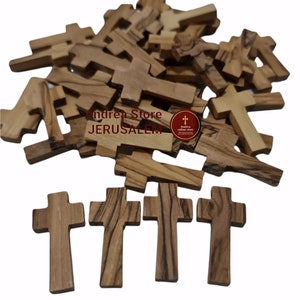 Authentic Genuine Olive wood cross Hand made in Holy Land Pendant cross for rosary or necklace 100cross/Lot
