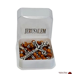 Rosary with icons and soil from Holy land Jerusalem 5mm beads thin rosary and comes with special box