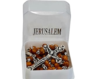 Rosary with icons and soil from Holy land Jerusalem 5mm beads thin rosary and comes with special box