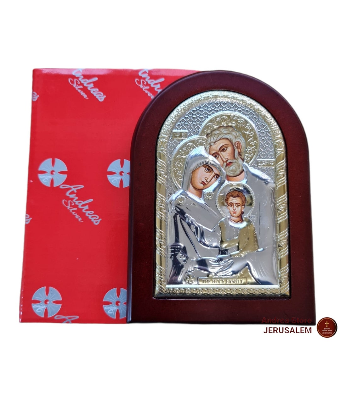 Holy Family - Plated Silver Icon With Stand and Gift Box Size 14*10cm ...