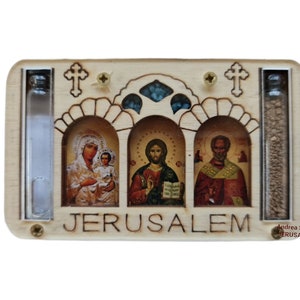 Hand made Magnets from Holy Land Jerusalem gift with icons and holy water & Soil