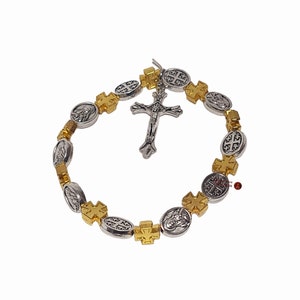 Metal icons bracelet with cross handmade in holy land Jerusalem