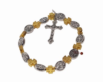 Metal icons bracelet with cross handmade in holy land Jerusalem