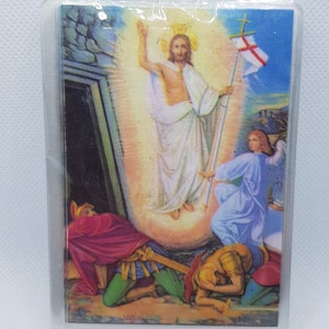 Carte-cadeau en plastique Résurrection de 25 cartes/lot et fleur au dos fabriquée à la main en terre sainte jérusalem avec amour