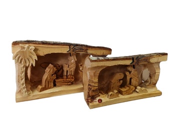 Nativity Set made from olive tree and put the nativity set inside there are two sizes big and small