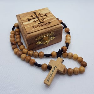 Authentic olive wood jewellery box and rosary hand made in holy land Bethlehem