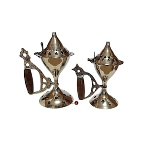 Incense Holder with wooden hand big and small size, made from bronze from Holy land Jerusalem