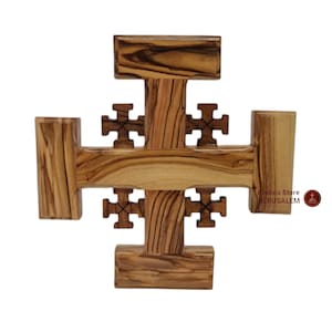 Famous Olive wood jerusalem cross hand made 1 big cross with 4 crosses holy land jerusalem size (5.5 inch)