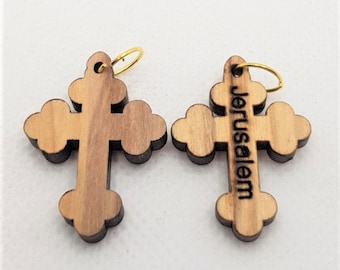 50 croix en bois d'olivier faites main Terre sainte Jérusalem pendentifs croix 50 corss/Lot fait main à Bethléem petits pendentifs chapelet croix