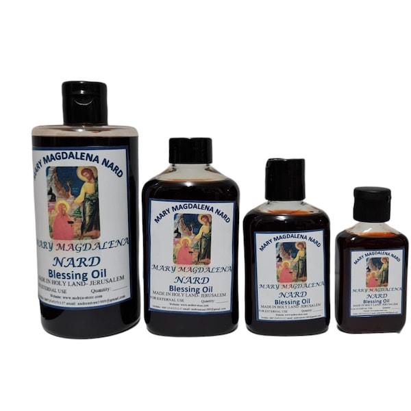 Huile d'onction de nard de Marie-Madeleine, huile de bénédiction de Terre Sainte Jérusalem, bouteilles disponibles 60 ml, 150 ml, 250 ml, 500 ml