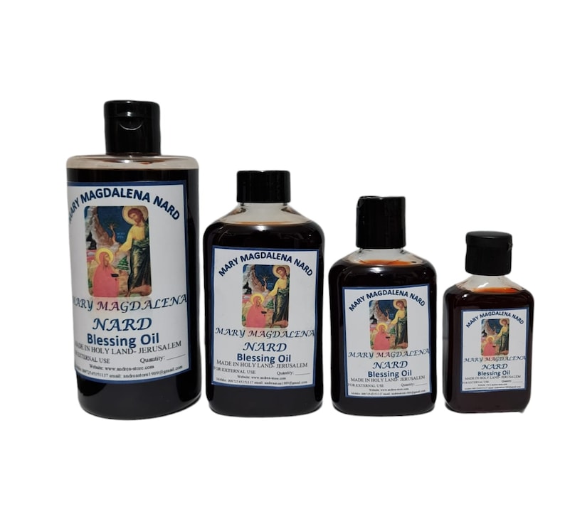 Huile d'onction de nard de Marie-Madeleine, huile de bénédiction de Terre Sainte Jérusalem, bouteilles disponibles 60 ml, 150 ml, 250 ml, 500 ml image 1