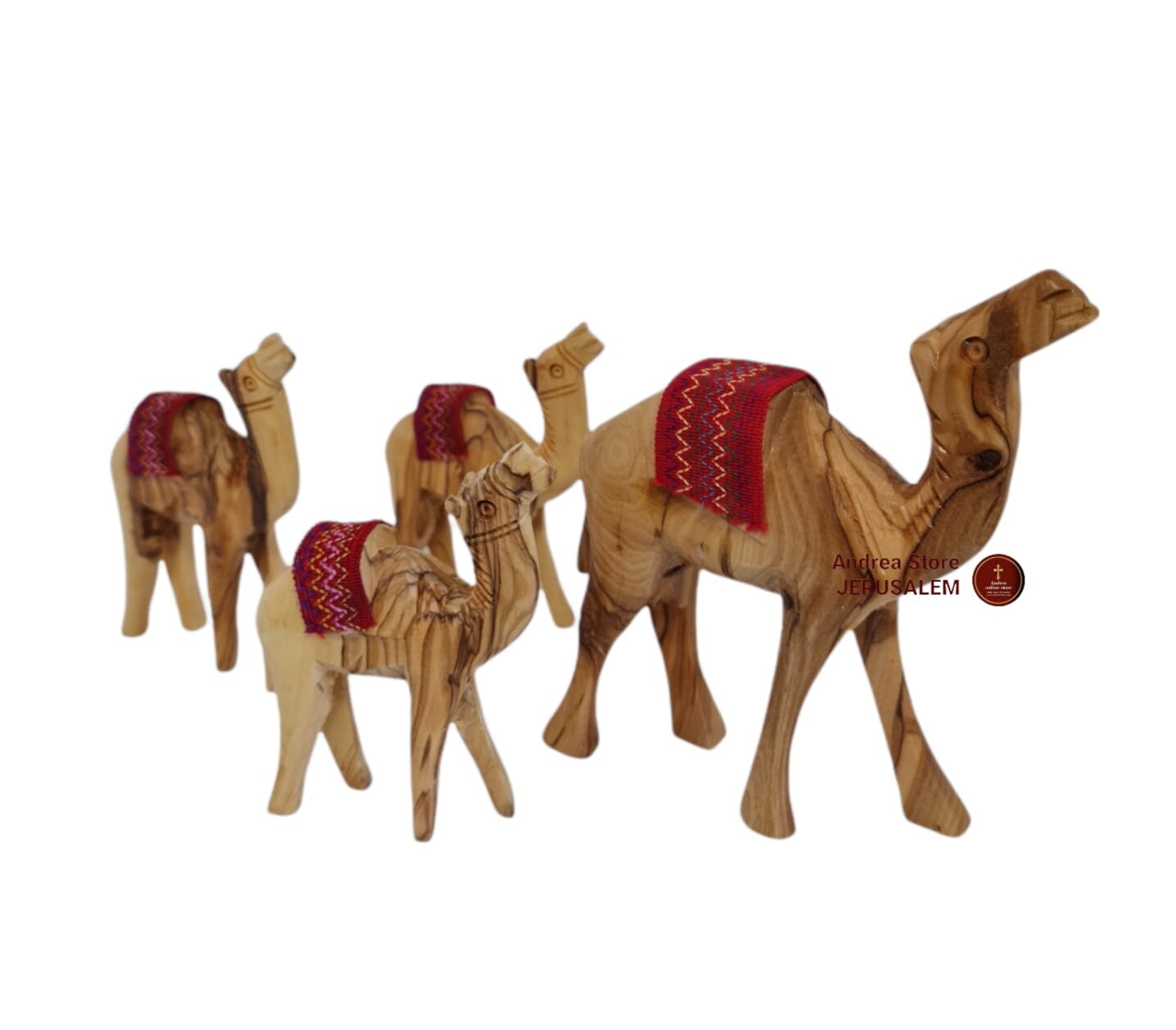 イスラエルハンドカービングベツレヘムオリーブ木彫りラクダ30cm