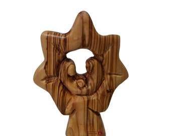Star of Bethlehem Holy Family olive wood Figure Statue handmade in Holyland