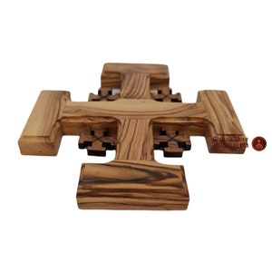 Famous Olive Wood Jerusalem Cross Hand Made 1 Big Cross With 4 Crosses ...