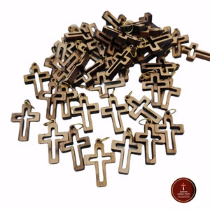 Olivenholz 50 Kreuze handgemachte heilige Land Jerusalem Anhänger Kreuz 50corss / Lot