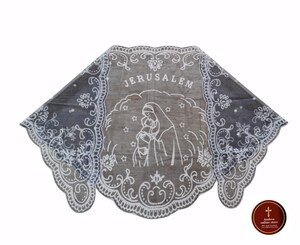 Voile Triangulaire Blanc Pour église - Dentelle Vintage - Mantille Catholique Avec Pinces - 35x19 Pouces