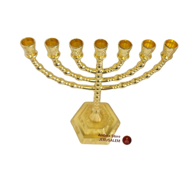 Gold Menorah 7 Branch Gold Metal Available in 3 Sizes From Etsy