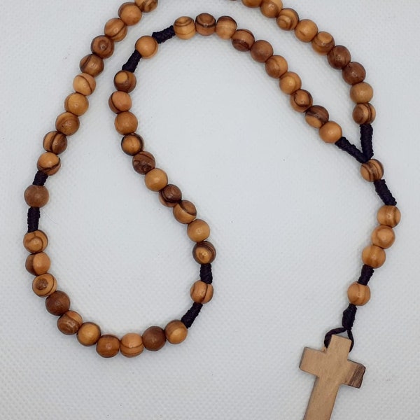 authentic olive wood rosary hand made in Bethlehem holy land by Christian family