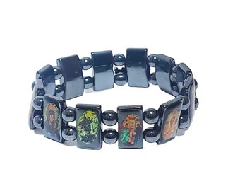 Amethyst stone Bracelet with icons Handmade Jerusalem Holy Land