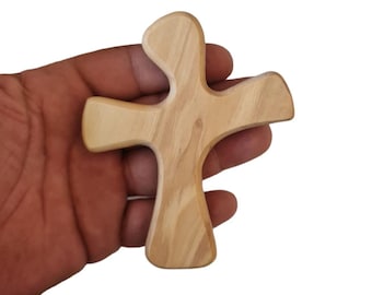 Olive wood comfort cross Handmade in holy land Jerusalem unique style of hand cross to hold everywhere and anytime size4.5''*3.5''inch