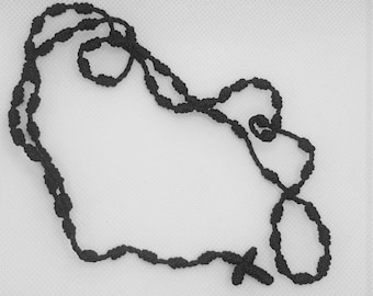 Prayer rope orthodox rosary hand made in Jerusalem black knots size 40cm