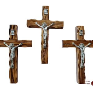 Olive wood cross Hand made in holy land Jerusalem size 12cm with Jesus crucifix