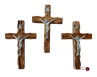 Olive wood cross Hand made in holy land Jerusalem size 12cm with Jesus crucifix