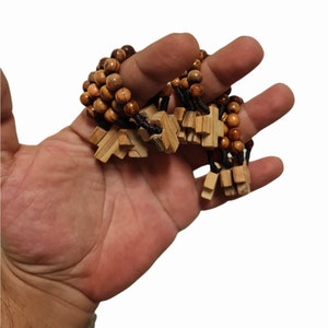 Small finger rosary made from olive wood in holy land 10 beads traveling rosary 1 decades rosary